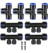 Drip Irrigation Fittings 1/2" Tubing: 12 PCS Quick Connect Tee Connectors Kit, 1/2" & 1/4" Splitt...