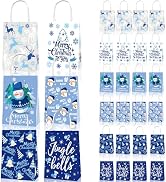 WLUSEAXI 12Pack Small Christmas Gift Bags with Handle,8.2 * 6.2 * 3.3 Inch Christmas Goodie Bag,C...