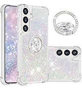 Ephoou for Samsung Galaxy S25 FE Glitter Case with Diamond Kickstand, Women Girls Cute Liquid Bli...