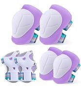FIODAY Knee Pads for Kids Knee and Elbow Pads Wrist Guards Adjustable Protective Gear Set for Gir...