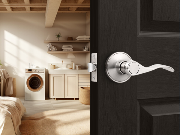 nickel passage door lever for laundry room