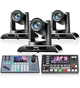 Tenveo PTZ Camera Bundle/Kits - 20X AI Auto-Tracking PTZ Camera(3pcs) with HDMI/USB3.0/LAN(PoE), ...