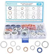 140PCS Premium Oil Drain Plug Gasket Assortment, Durable Oil Crush Washer Seals Kit, Compatible w...