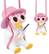 Swinging Duck Car Hanging Ornament, Pink Car Rear View Mirror Accessories, Funny Car Accessories,...