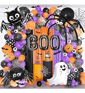 Ouddy Life 172Pcs Halloween Balloon Arch Garland Kit - Gaint Spider Bat Ghost BOO Eyeballs Black ...