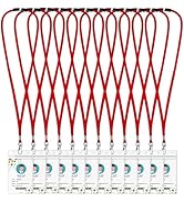 12-Pack Red Breakaway Lanyards with ID Badge Holders, Soft Polyester Neck Lanyards with Safety Cl...