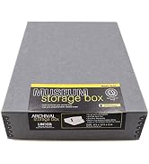 Lineco, 9x12 Blue/Gray Color, Museum Archival Storage Box, Drop Front Design. Acid-Free with Meta...