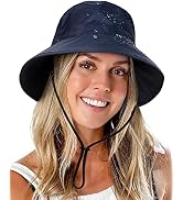 Womens Waterproof Bucket Sun Hat UPF 50+ Outdoor Beach Boonie Floppy Rain Hat for Men Fishing Hik...