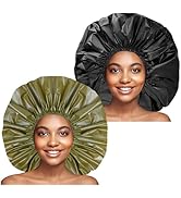 Jumbo Size Shower Cap 2 PCS Waterproof Shower Caps for Women, Extra Large Shower Cap, Reusable Su...