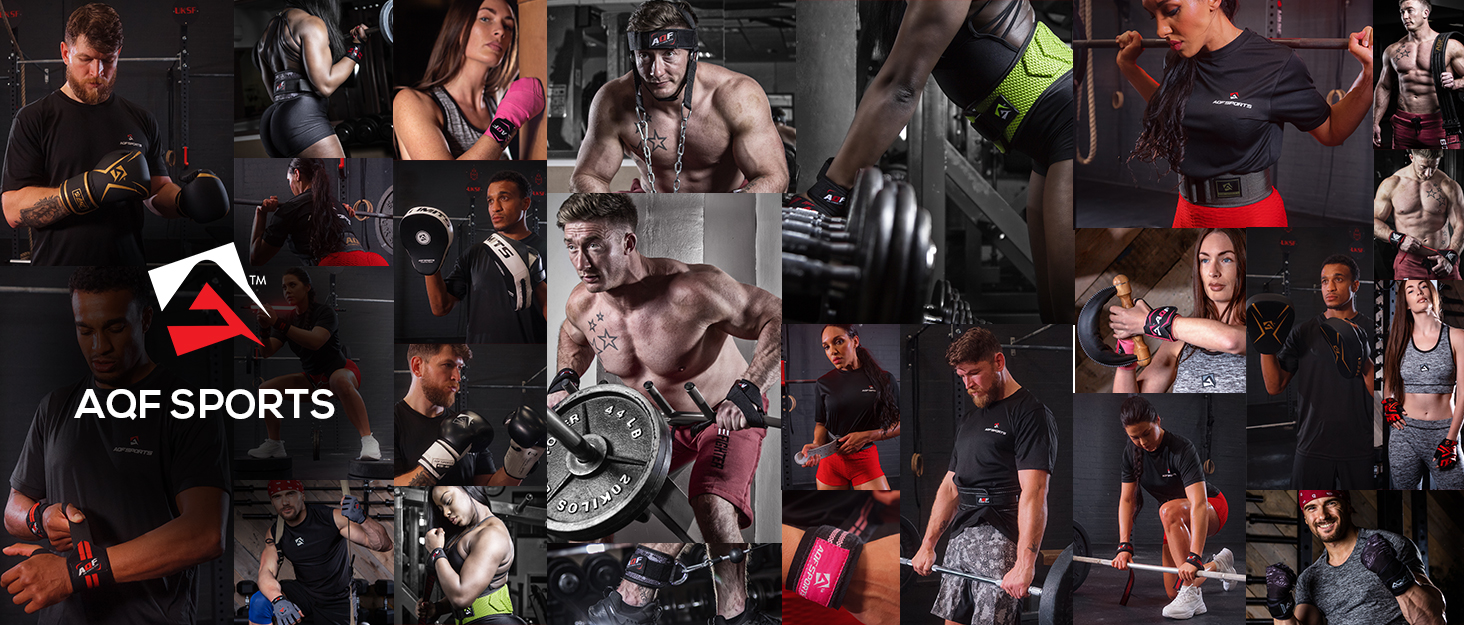 a collage of men and women working out