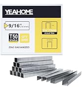 YEAHOME Heavy Duty Staples, 2000 Counts 9/16 inch T50 Staples, Galvanized 3/8 Inch Crown Upholste...