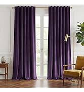 NICETOWN Purple Velvet Curtains 90 inches Long 2 Panels with Back Tab, Super Soft Light & Heat Bl...