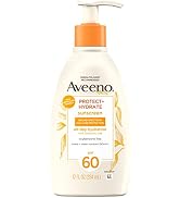 Aveeno Protect + Hydrate Moisturizing Body Sunscreen Lotion with Broad Spectrum SPF 60 & Prebioti...
