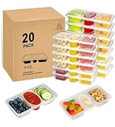 MACTANO 8 OZ Reusable Snack Containers with Lids, New 3 Compartment Condiment Snack Pack Containe...