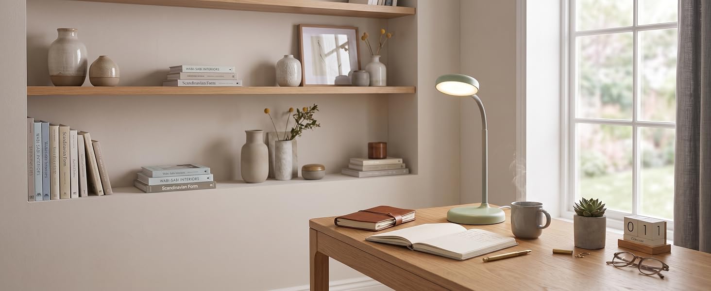 lamp on table in a peaceful room
