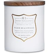 Manly Indulgence Warm Beachwood Scented Jar Candle for Men, Wood Wicked Candle, 15 oz - Pomegrana...