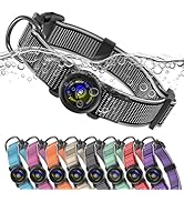 ZiperTag for Airtag Dog Collar with Air Tag Holder Waterproof, Ultra-Reflective, Nylon Padded wit...