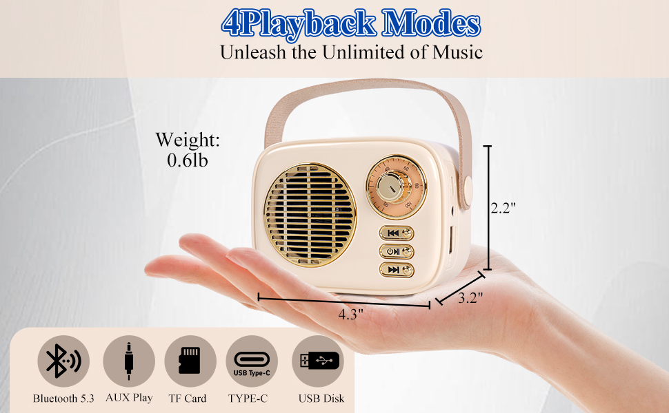 Portable Bluetooth Speaker Retro, Easy to Carry