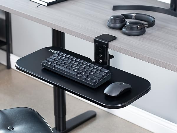 Single Clamp Rotating Keyboard Tray