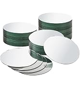 Suwimut 30 Pieces Round Glass Mirror Tiles, 6 Inch Glass Mirrors Candle Plate Frameless Circle Mi...