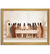Wood Framed Last Supper Wall Art, Christian Wall Decor, Religious Canvas Print Posters, Jesus Pic...