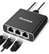 Ethernet Splitter 1 to 3 1000Mbps, Dockteck Internet Cable Splitter | 1 in 3 Out High Speed Switc...