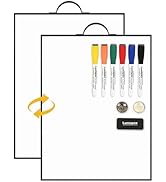 Lumspax Small White Board - 16" X 12" Portable Black Aluminum Framed Whiteboard, Magnetic Dry Era...