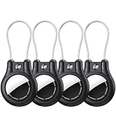 4 Pack for AirTag Keychain Holder, Air tag Lock Case with Wire Cable,Compatible with Apple AirTag...
