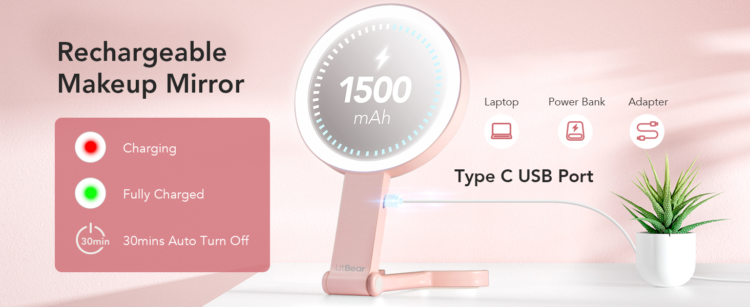 travel makeup mirror with lights