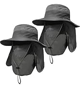 ZEXIAN 2 Pieces Men's Wide Brim Fishing Hat Outdoor UPF 50+ Sun Protection Removable Face and Nec...