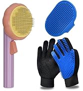 GJEASE Cat Grooming Glove Brush,Self-Cleaning Slicker Pet Brush for Short and Long Haired pats,Do...