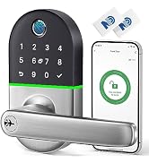 Smart Door Lock with Handle: Keypad Door Lock for Front Door - Keyless Entry Door Lock - Fingerpr...