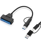 Menewstart SATA to USB 3.0 Adapter Cable 0.7FT,Black,USB-C/USB-A 3.0 to SATA III Hard Driver for ...