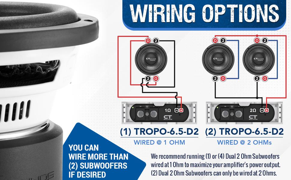 subwoofers wiring diagram 6.5 dual 2 ohm d2 6.5in car sub-woofer bass compact powered loud 400 watt