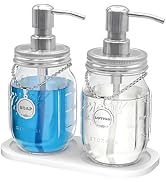 Mason Jar Soap Dispenser Set with 16 Ounce Mason Jar, Non-Slip Coaster, Made from Rust Proof Stai...
