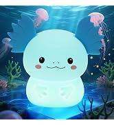 ollycasa Axolotl Night Light for Kids, 7-Color Changing & 3 Adjustable Brightness Levels,Recharge...