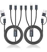 SEIPOG Multi Charging Cable 5 in 1, 2PCS 4FT USB C/A Multi Charger Cable to Type-C/Micro USB Port...