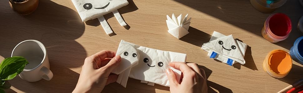 Disposable Napkins - White Dinner Napkins - Recyclable Paper Napkins for Dinner, Parties, Crafts
