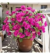 Besteek 8 Bundles Fake Silk Flowers, Artificial Hibiscus Flowers for Outdoors Realistic UV Resist...