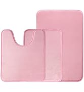 BSAOUTZ 3 Pieces Bathroom Rug Set, Memory Foam Bathroom Rugs, Absorbent Non-Slip, Fast Drying Mac...