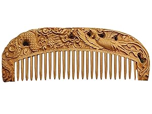 Handmade Carved Vintage Wooden Hair Comb Portable Anti Static Engraving Animals Women Comb