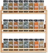 Bambition Bamboo Spice Rack Organizer, 3 Tier Spice Storage Rack with Handles, Wood Seasoning Jar...