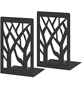 VFINE Metal Bookends - 2 Pieces Tree Design Bookends for Shelves, Black Book Ends for Desk, Books...