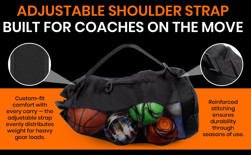 Adjustable shoulder strap. Built for coaches on the move.