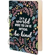 SUPERDANT Be Kind Greeting Card Holder Organizer Wooden Card Keeper Binder Planning Book Flowers ...