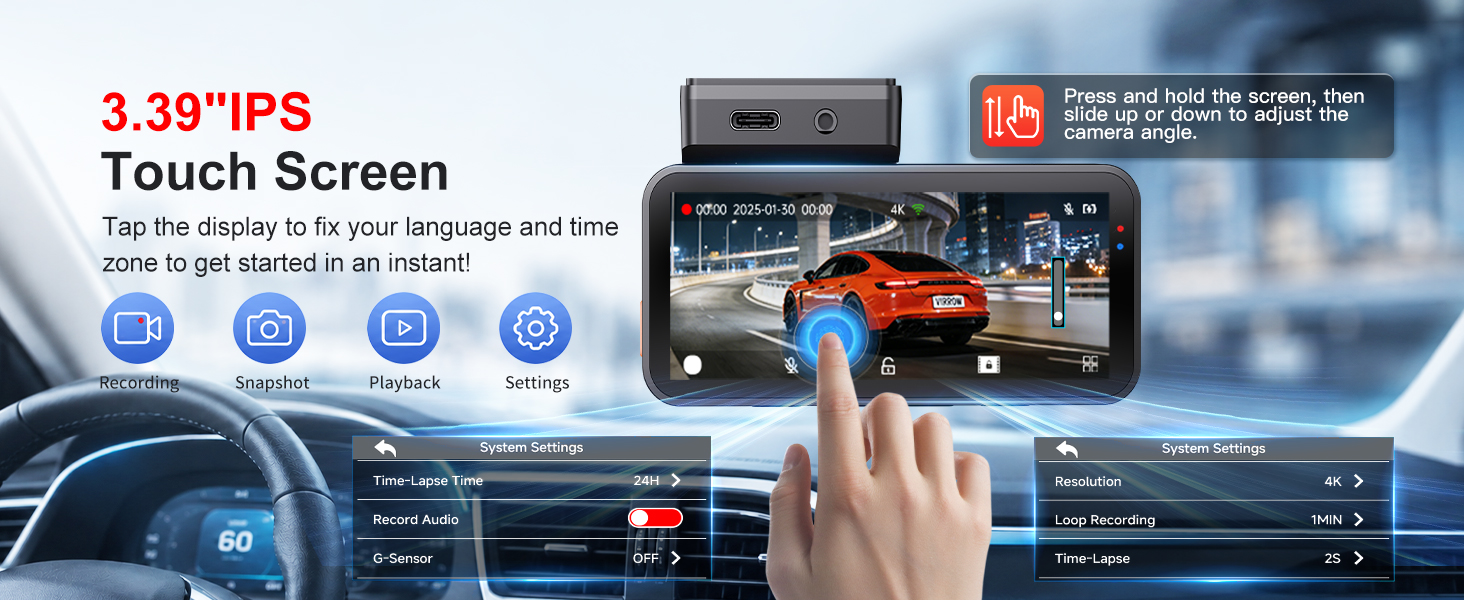 dash cam touch screen