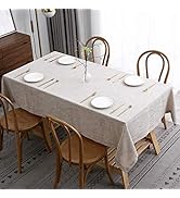 maxmill Flaxy Faux Linen Table Cloth with 2-Tone Slubby Texture Wrinkle Resistant Anti-Shrink Sof...