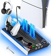 Rysker PS5 Stand and Cooling Station for PS5 Slim/Original PS5 Disc & Digital, 3-Level Cooling Fa...