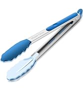 600? Heat Resistant Kitchen Tongs for Cooking with Silicone Tips,12-Inch Stainless Steel Locking ...