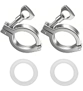Aienxn 2PCS 1.5" 304 Stainless Steel Tri-clamp, Single Pin Tri Clamp with Wing Nut Generic Ferrul...
